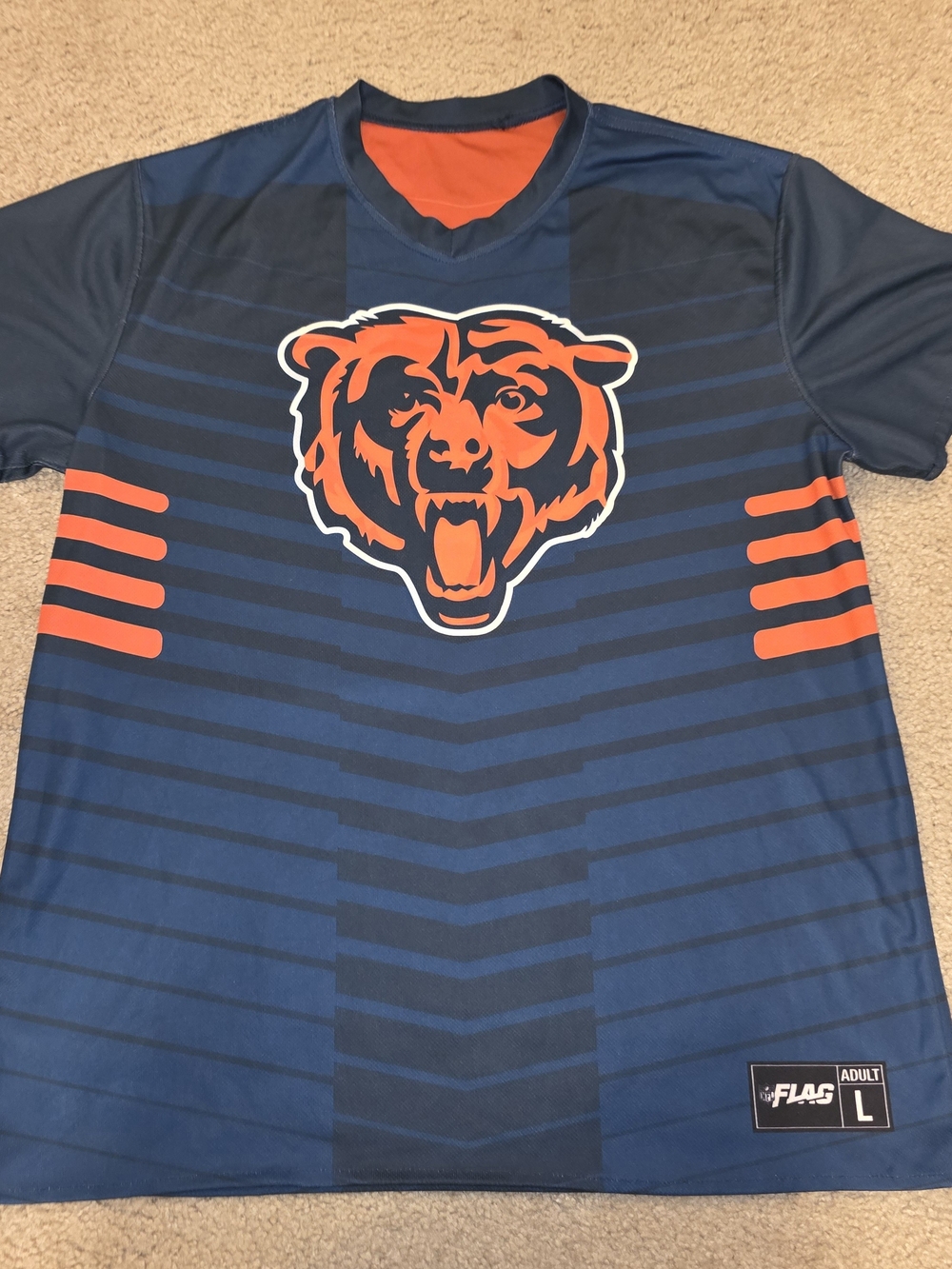 Chicago Bears NFL Flag Football Jersey Blue Orange Adult Large Jersey